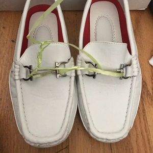 Size 2 boys white loafers